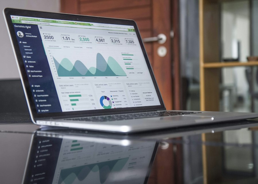 Website and business analytics on a laptop